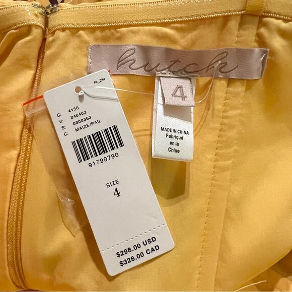 HUTCH Floral Halter Maxi Dress Maize Yellow Adjustable Neck Ruffle Slit 4 NEW - Picture 10 of 14